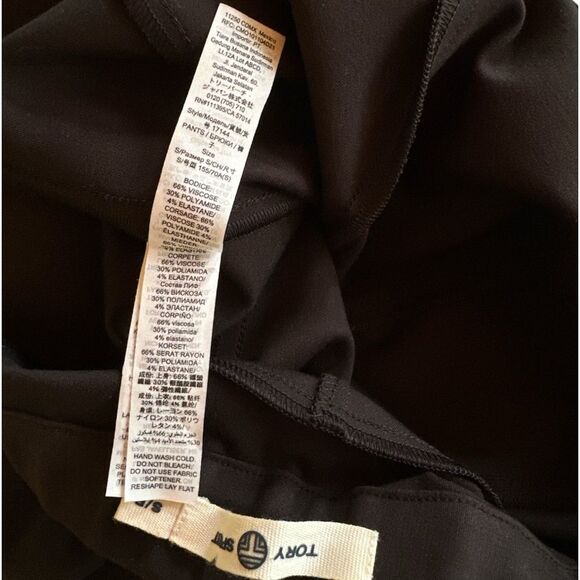 Tory Burch Sport Ponte Flared Black Pull-up Pants Size Small - Picture 10 of 10
